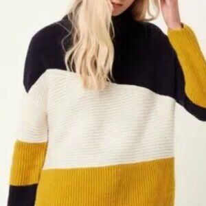 French Connection Roll Neck Wool Patchwork Sweater